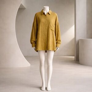 Free People We The Free Solid Hidden Valley Slouchy Oversized Button Down Size L